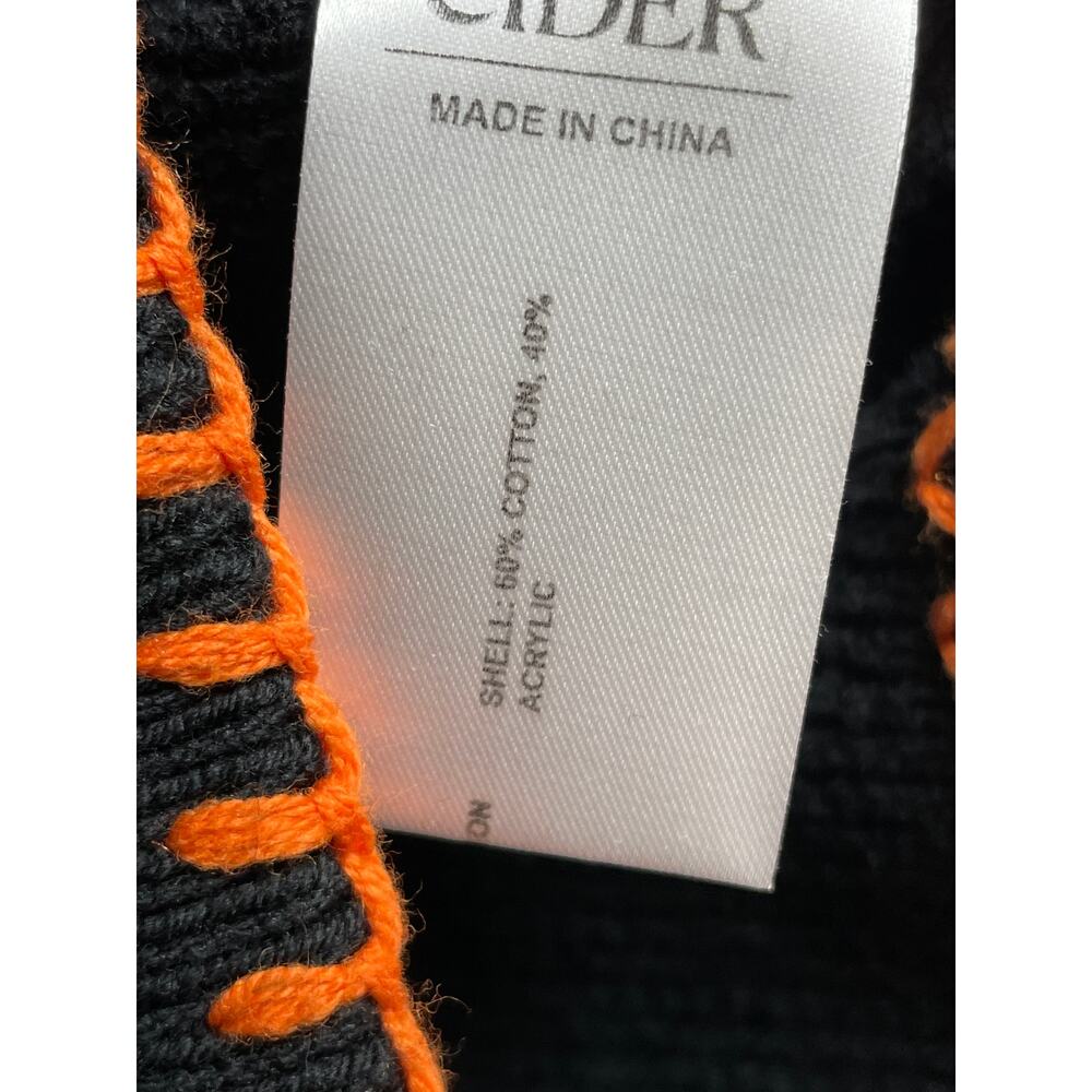 Cider Womens Black Coral Stitch Pumpkin Knit Button Up Cardigan Sweater Vest 3XL - Picture 6 of 6
